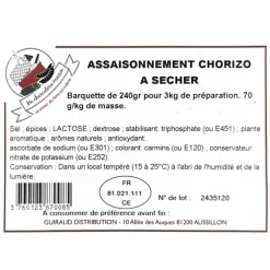 MA CHARCUTERIE MAISON ASSAISONNEMENT CHORIZO SEC 240 G