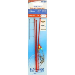 FLASHMER BAS DE LIGNE MER BALAIS ROUGE 3 HAMECONS