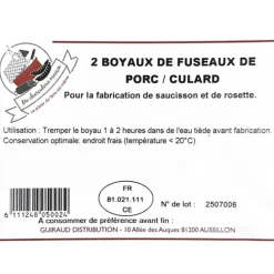 MA CHARCUTERIE MAISON BOYAUX DE FUSEAUX DE PORC X2