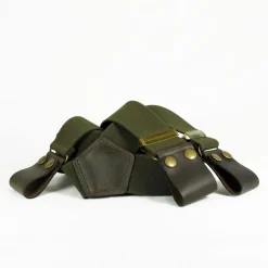 Homme BOYER BRETELLES COMMANDO PATTES CUIR KAKI