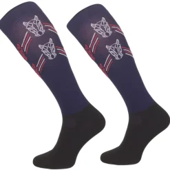Femme TERZEO CAVALIERS CHAUSSETTES DESIGN TÊTES DE CHEVAUX MARINE