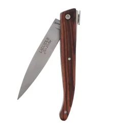 JEAN DUBOST COUTEAU LE POCHE MANCHE BOIS DE VIOLETTE+ETUI EN CUIR