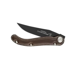 C DOZORME COUTEAU MANCHE CUIR MARRON LAME NOIRE