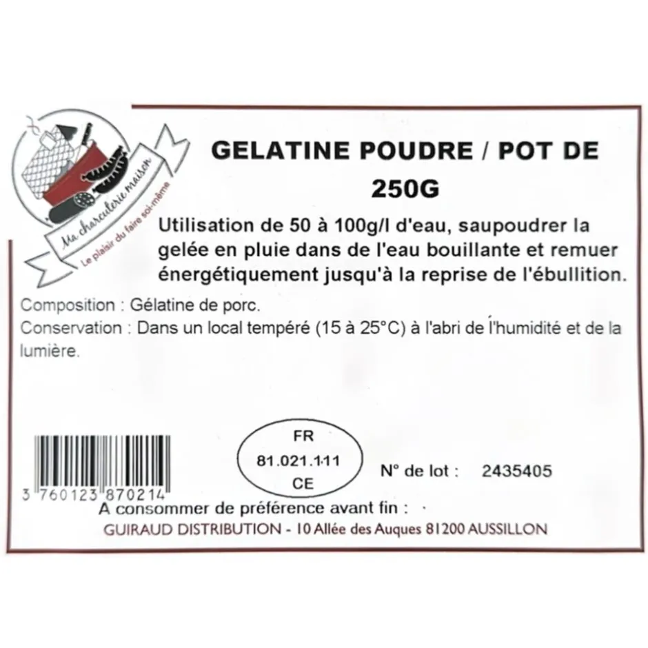 MA CHARCUTERIE MAISON GELATINE AMBRE NEUTRE EN POUDRE