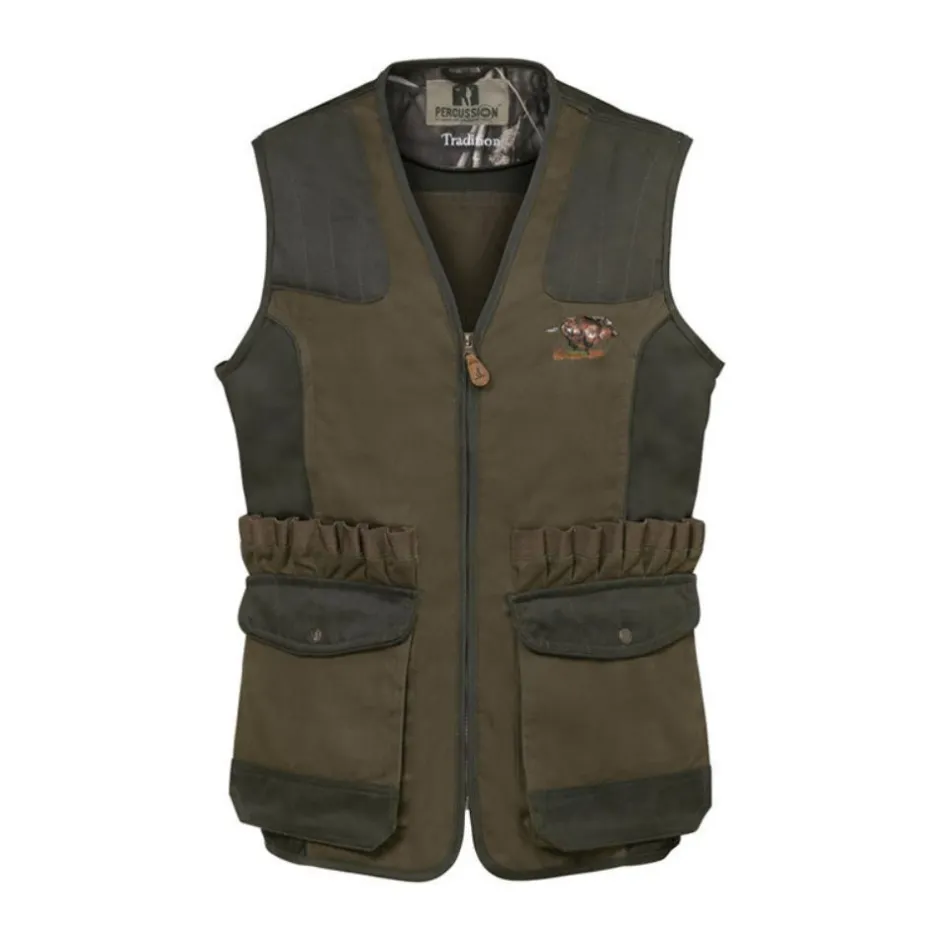 Homme PERCUSSION GILET TRADITION SANGLIER KAKI CLAIR
