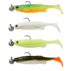 SAVAGE GEAR KIT DE 4 LEURRES SOUPLES FAT MINNOW T-TAIL RTF 7.5CM