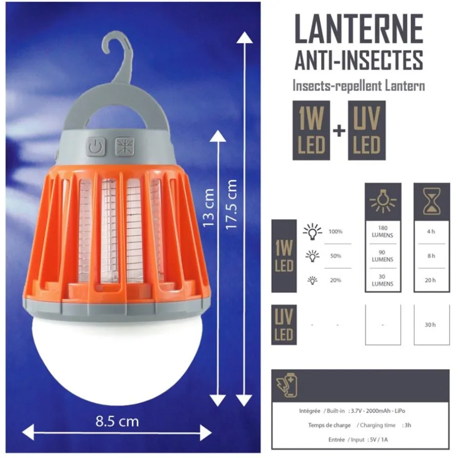 CAO LANTERNE A LED ANTI INSECTES