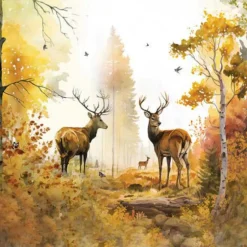 AMBIENTE SERVIETTE FORET D'AUTOMNE AVC CERFS