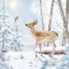 AMBIENTE SERVIETTE NEIGE RENCONTRE CERF ET OISEAU