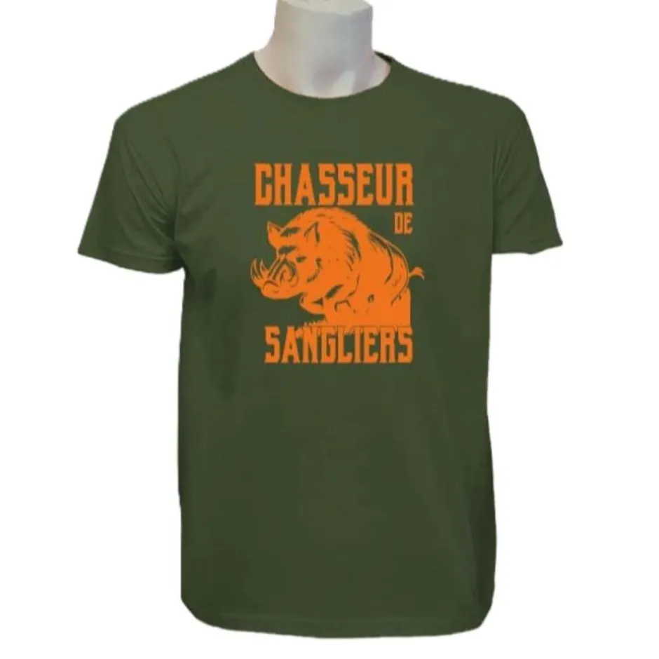 Homme BARTAVEL TEE SHIRT CHASSEUR DE SANGLIER KAKI