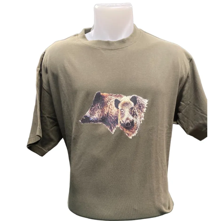 Homme BARTAVEL TEE SHIRT SANGLIER KAKI