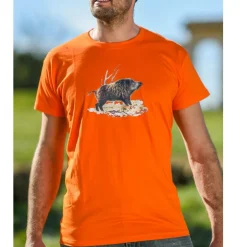 Homme BARTAVEL TEE SHIRT SANGLIER ORANGE