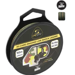 CARP SPIRIT TRESSE A TETE DE LIGNE 4D-CAMO 50M 18,4KG BRAIDED SHOCK LEADER