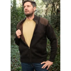 Homme WINCHESTER VESTE TRICOT POLAIRE MARRON